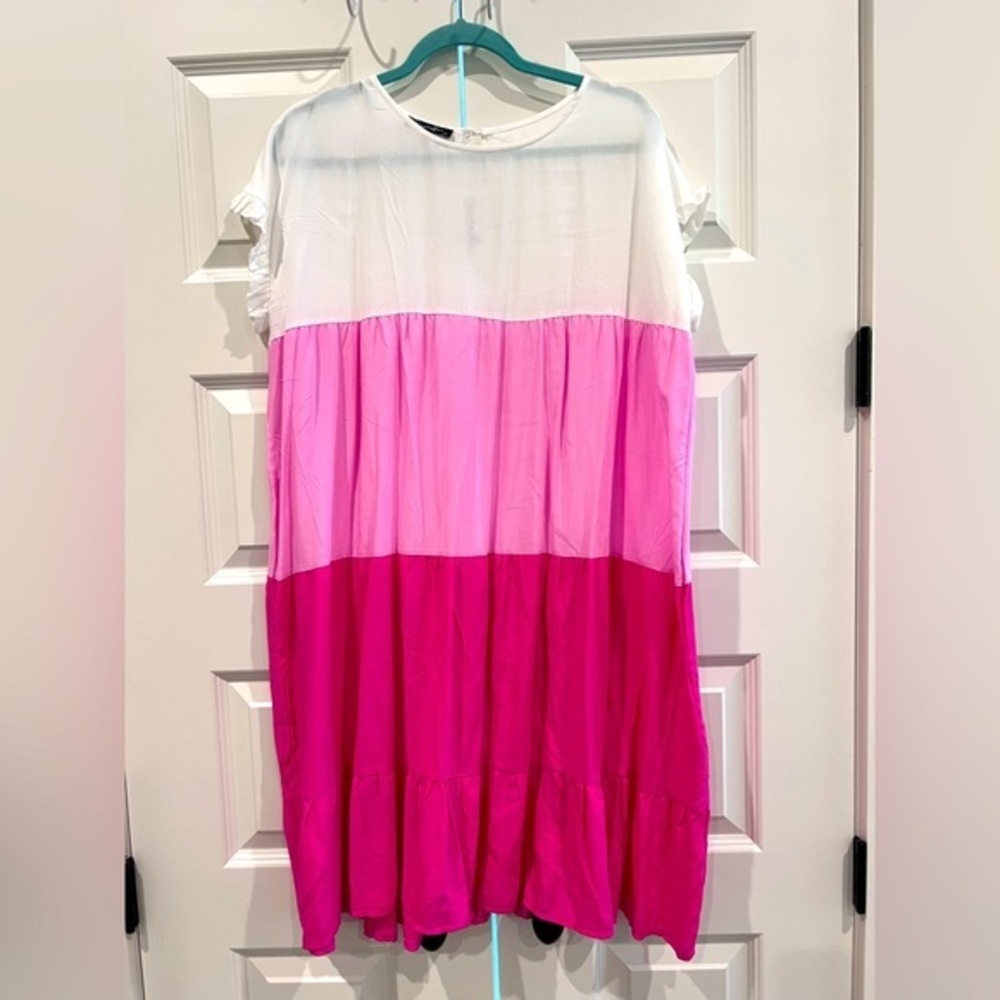 Pink Sherbet color block tiered summer dress. 2xl BNWT!